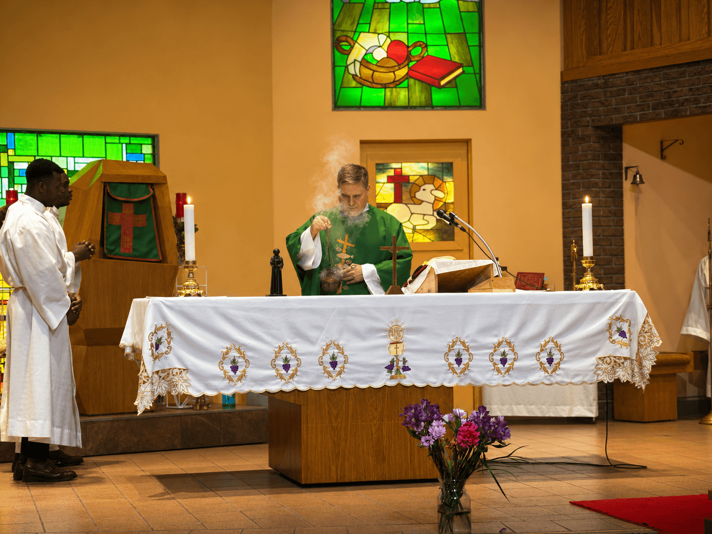 Altar and liturgical setting at Sainte-Angèle Parish
