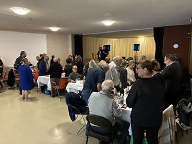 Parishioners gathered for the spaghetti dinner in the parish hall