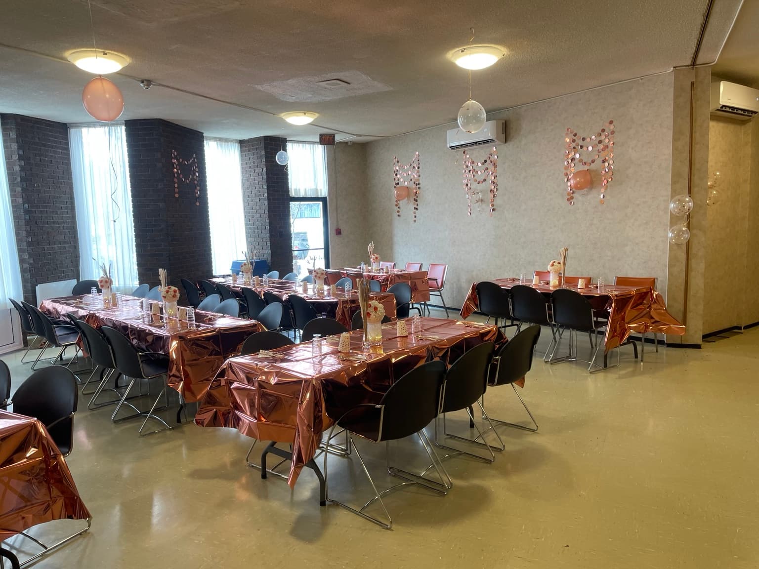 Event setup inside the Sainte-Angèle parish hall