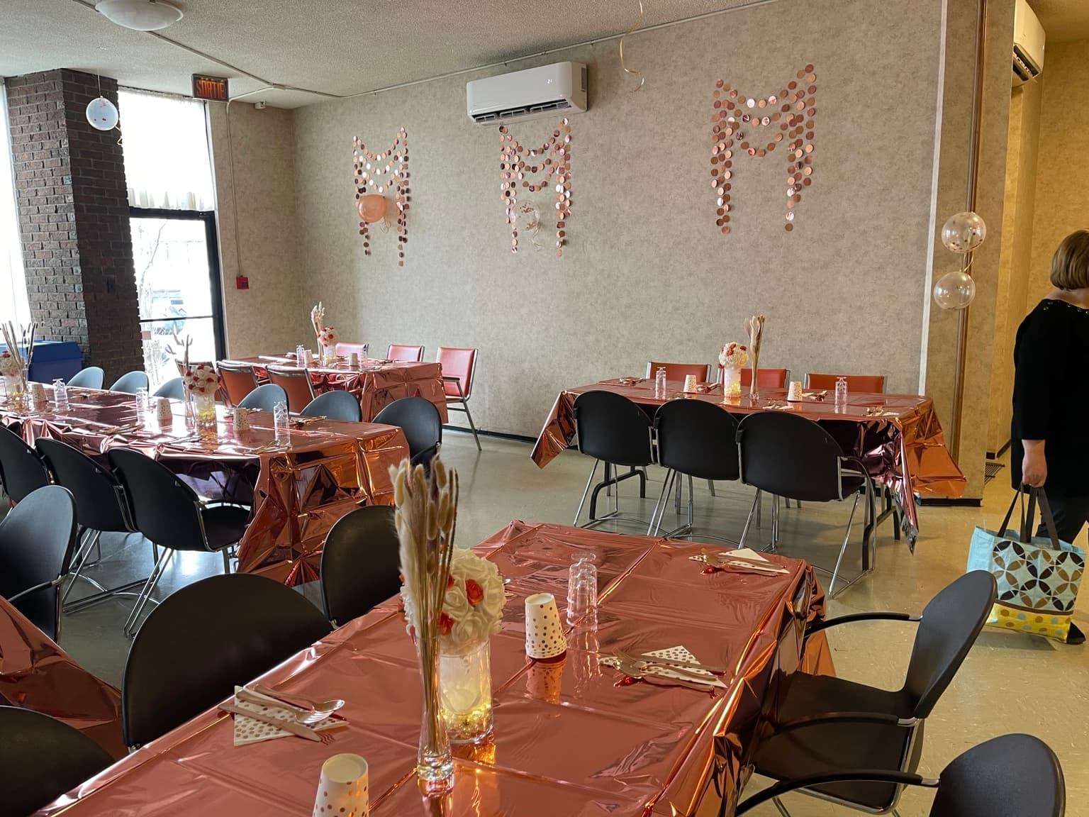 Hall setup for gatherings at Sainte-Angèle